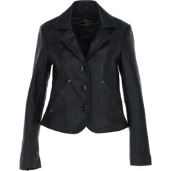 Leather Short Blazer Jacket Black : Awl 1676