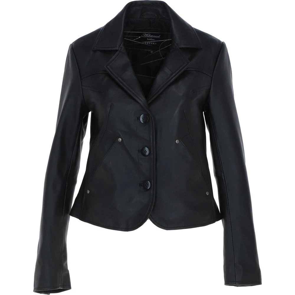 Leather Short Blazer Jacket Black : Awl 1676