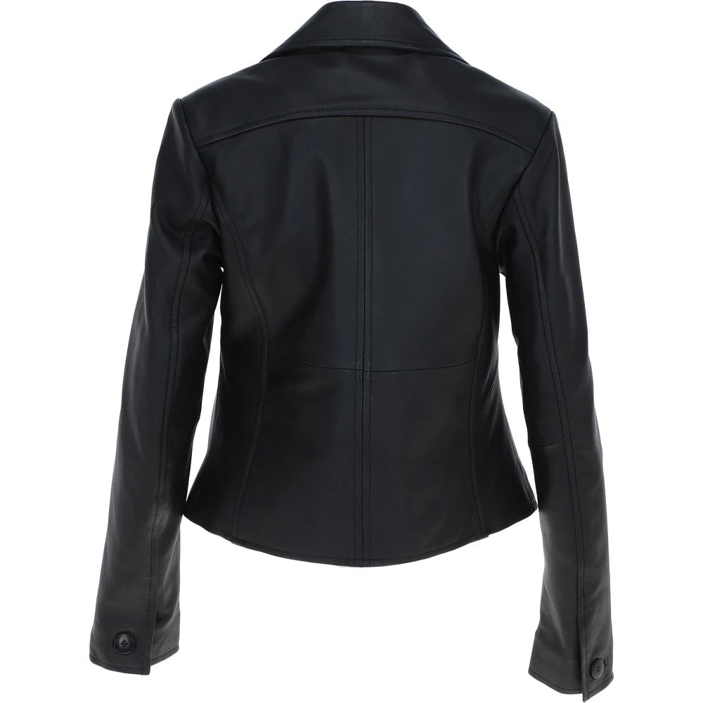 Leather Short Blazer Jacket Black : Awl 1676 - Image 4