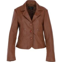 Leather Short Blazer Jacket Tan : Awl 1676