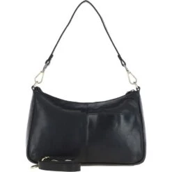 Leather Shoulder Bag Black: T-84