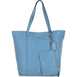 Leather Shoulder Bag With Detachable Pouch Denim: 64454