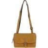 Leather Shoulder X Crossbody Bag Mustard: P-65