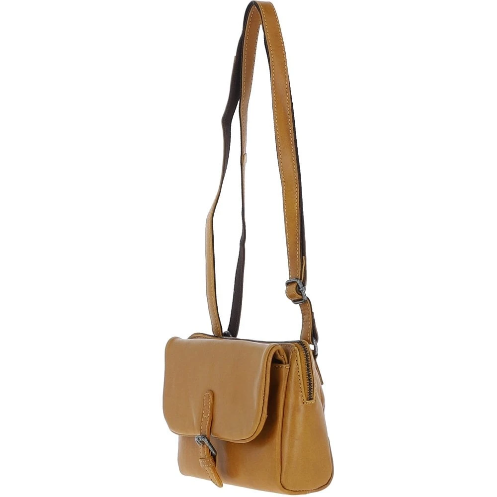 Leather Shoulder X Crossbody Bag Mustard: P-65 - Image 3