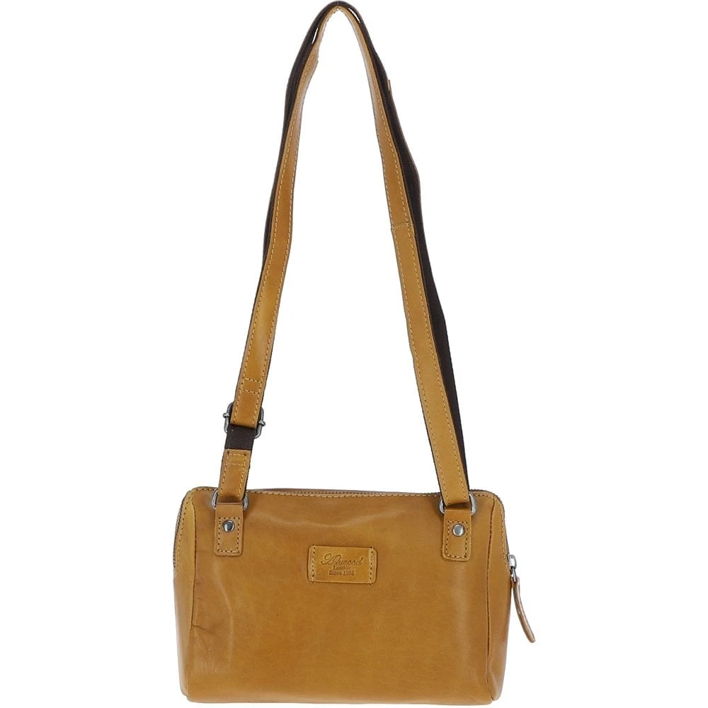 Leather Shoulder X Crossbody Bag Mustard: P-65 - Image 4