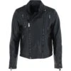 Leather Side Zip Biker Jacket Black: AWL-103