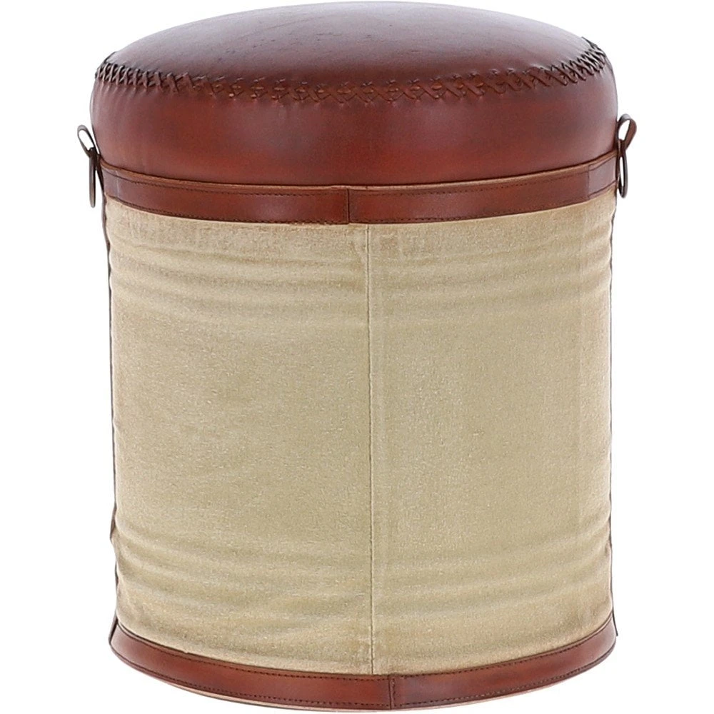 Leather Tonic Stool Brown: M-21289 - Image 3