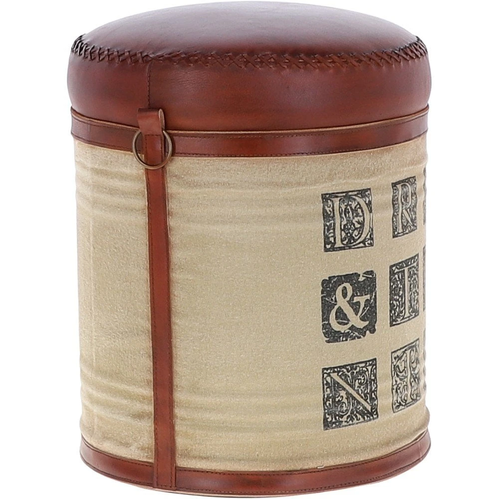 Leather Tonic Stool Brown: M-21289 - Image 4