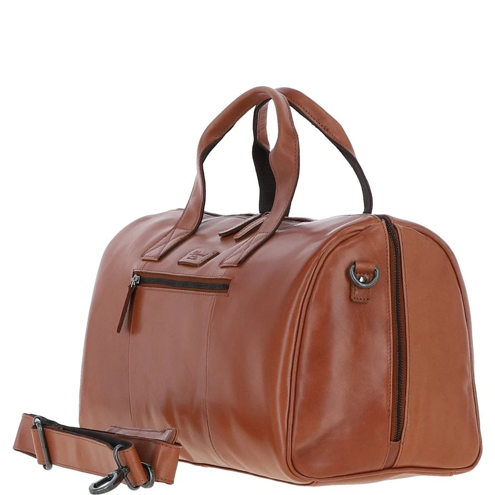 Leather Travel Weekend Duffle Bag Tan: P-68 - Image 2