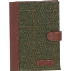 Leather & Tweed A5 Notebook Tan/Green Check: TW-19-010-TGNH