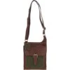 Leather & Tweed Crossbody Bag Tan/Green Check: TW-24-010-TGNH