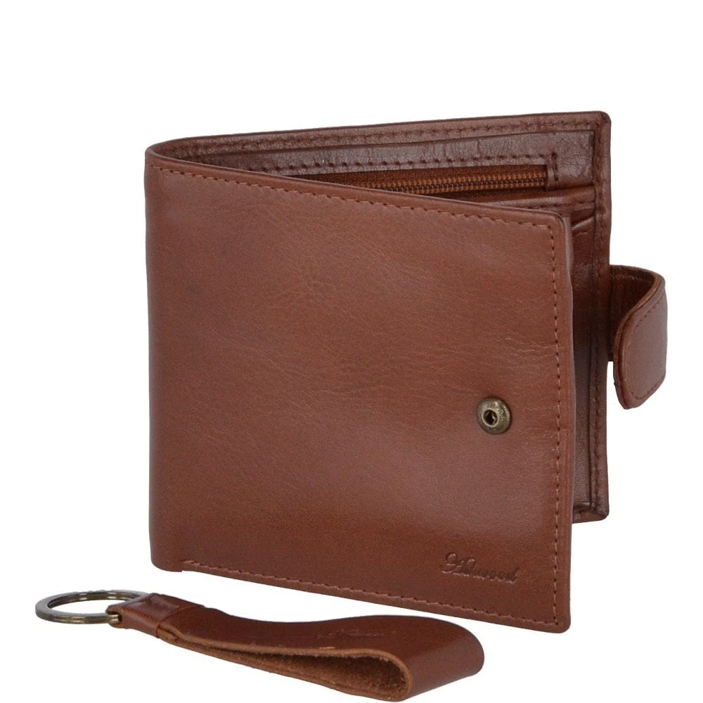 Leather Wallet And Keyring Gift Set Chestnut : GS-1287