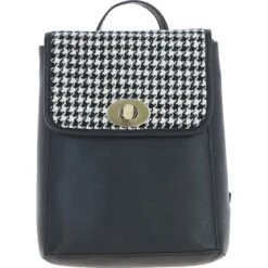 Leather X Harris Tweed Compact Backpack Black/White: TW-65-12-BW