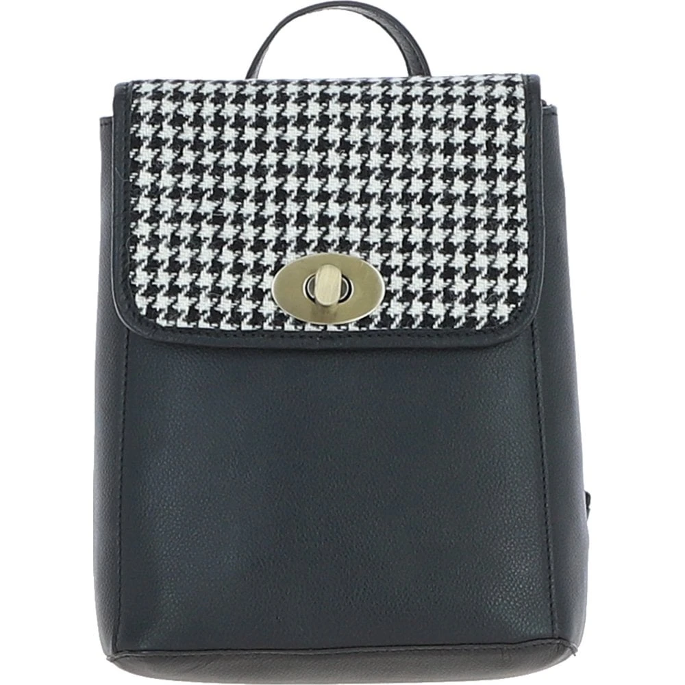 Leather X Harris Tweed Compact Backpack Black/White: TW-65-12-BW