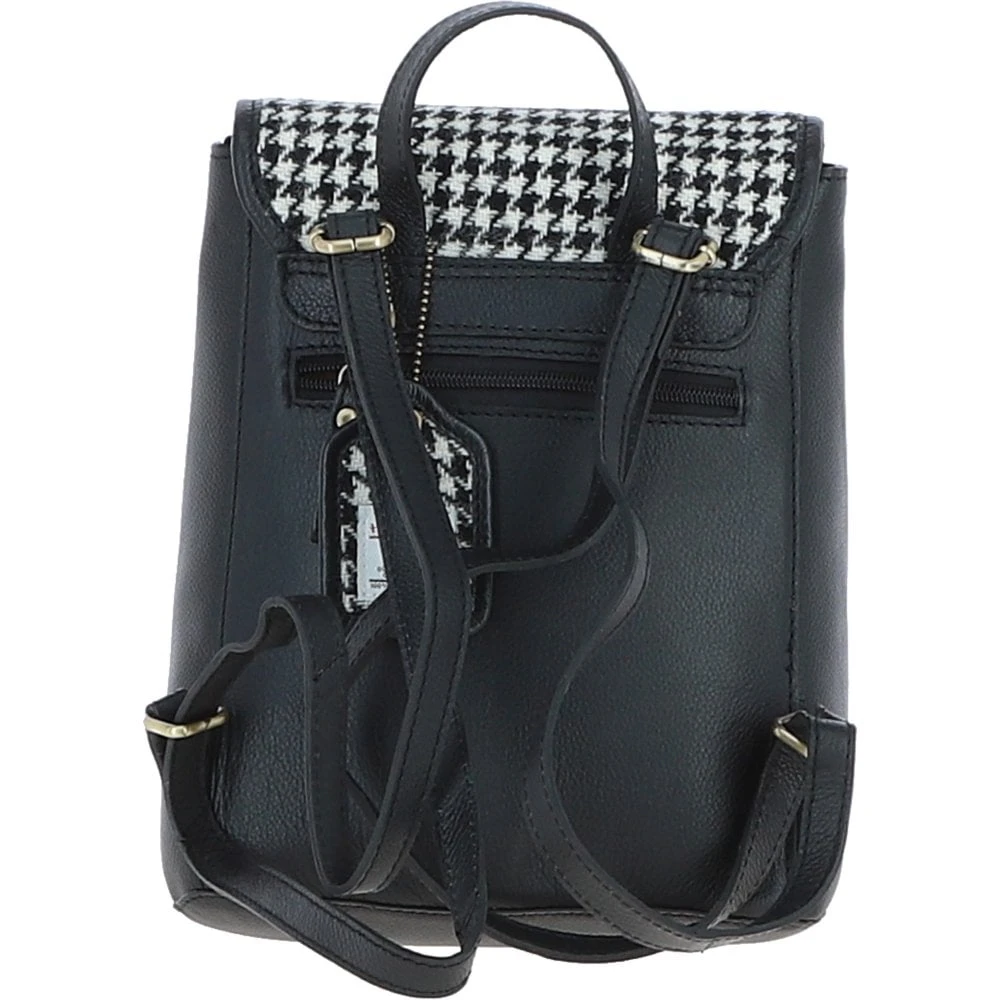 Leather X Harris Tweed Compact Backpack Black/White: TW-65-12-BW - Image 3