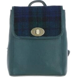 Leather X Harris Tweed Compact Backpack Green/Watch: TW-65-18-GW