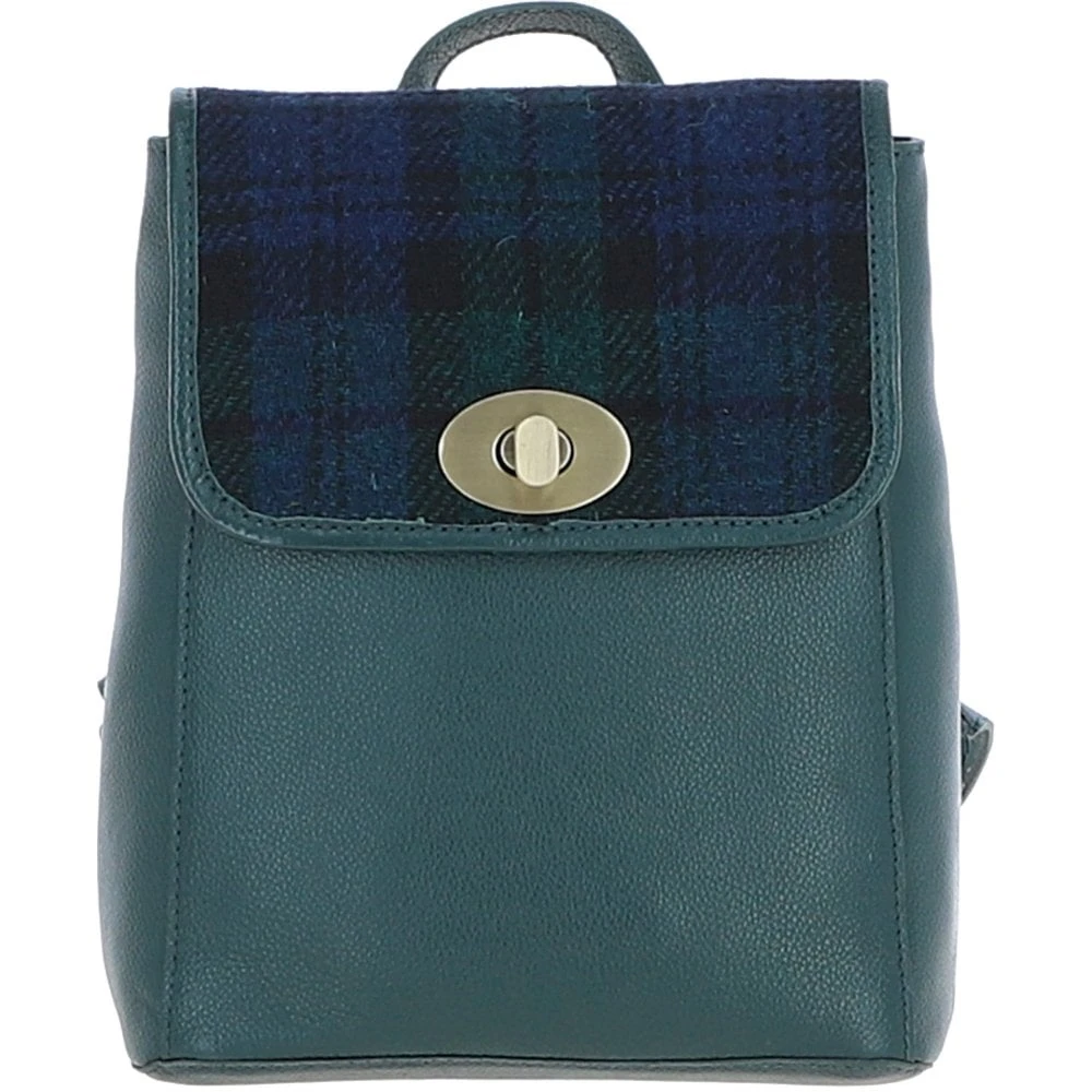 Leather X Harris Tweed Compact Backpack Green/Watch: TW-65-18-GW