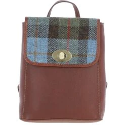 Leather X Harris Tweed Compact Backpack Tan/Mcload: TW-65-02-TM