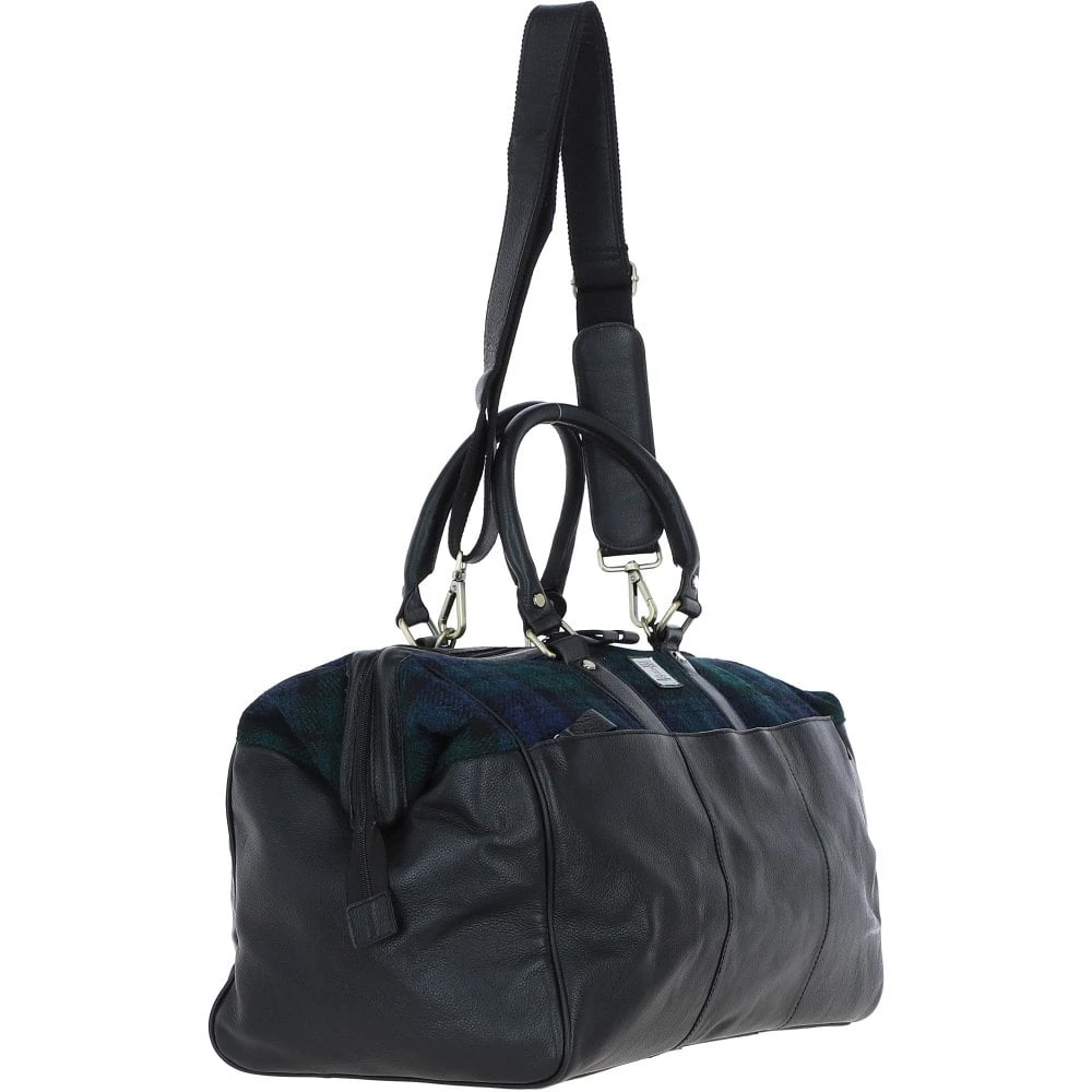 Leather X Harris Tweed Doctor Holdall Black/Watch: TW-42-03-BW - Image 4