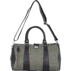 Leather X Harris Tweed Doctor Holdall Brown/Green: TW-46-09-BG