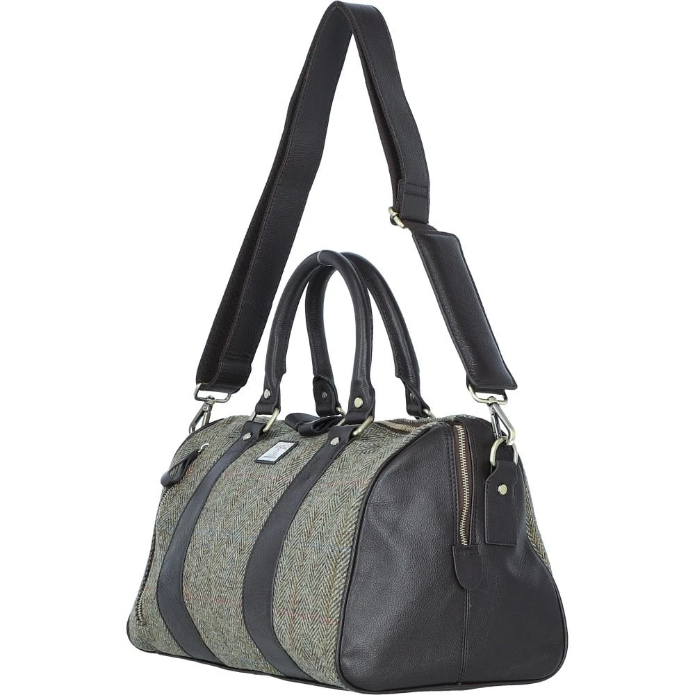 Leather X Harris Tweed Doctor Holdall Brown/Green: TW-46-09-BG - Image 2
