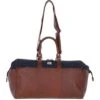 Leather X Harris Tweed Doctor Holdall Tan/Navy: TW-42-11-TN