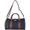 Leather X Harris Tweed Doctor Holdall Tan/Navy: TW-46-11-TN