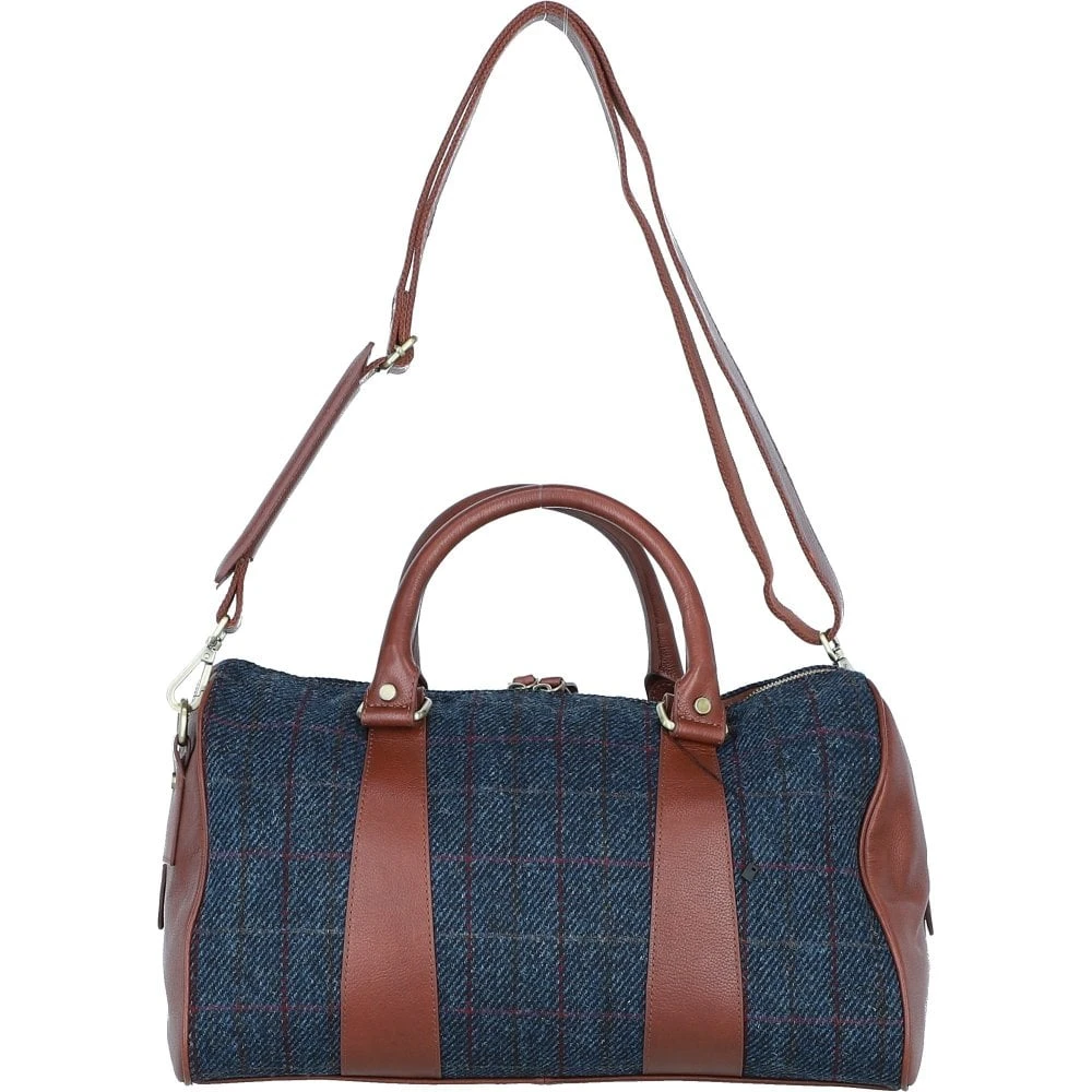 Leather X Harris Tweed Doctor Holdall Tan/Navy: TW-46-11-TN - Image 3