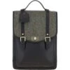 Leather X Harris Tweed Large Backpack With Twist Lock Brown/Green: TW-38-09-BG