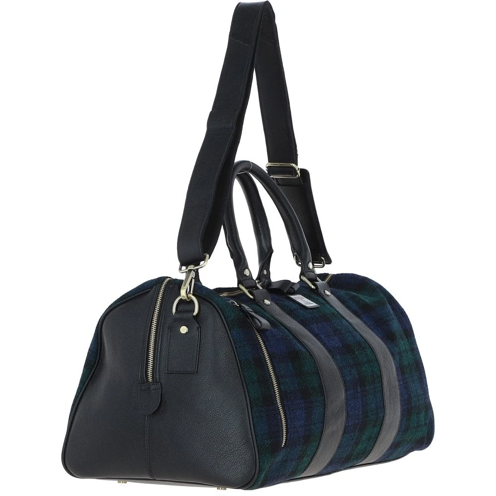 Leather X Harris Tweed Large Holdall Black/Watch: TW-47-03-BW - Image 4