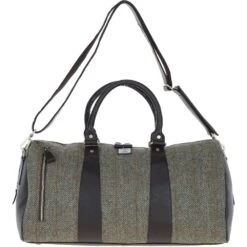Leather X Harris Tweed Large Holdall Brown/Green: TW-47-09-BG
