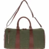 Leather X Harris Tweed Large Holdall Tan/Green Check: TW-47-10-TGNH