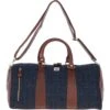 Leather X Harris Tweed Large Holdall Tan/Navy: TW-47-11-TN