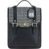 Leather X Harris Tweed Medium Backpack With Twist Lock Black/White: TW-37-012-BW