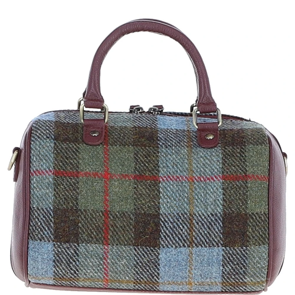 Leather X Harris Tweed Medium Barrel Bag Wine/Mcload: TW-62-17-WM - Image 3