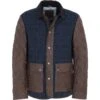 Leather X Harris Tweed Men’s Diamond Quilted Stitch Details Casual Jacket Brown/Navy: TW-907-011-BN
