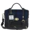 Leather X Harris Tweed Mini Satchel Bag With Twist Lock Black/Watch: TW-32-03-BW