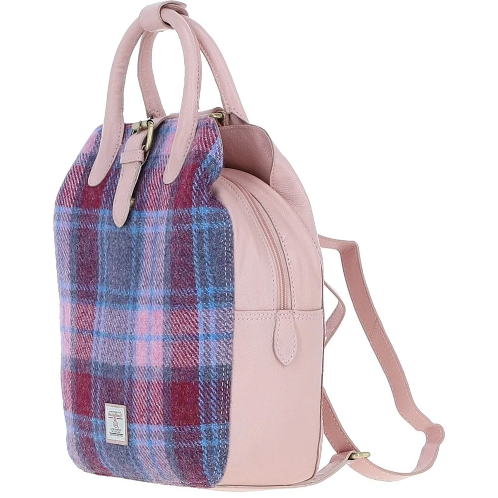 Leather X Harris Tweed Multi-Pocket Backpack Baby-pink/Pink: TW-66-15-BP - Image 2