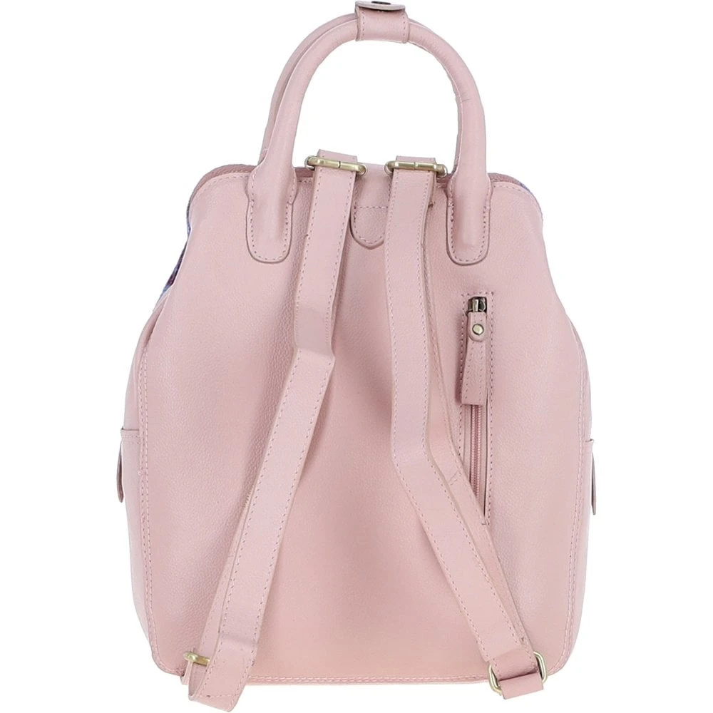 Leather X Harris Tweed Multi-Pocket Backpack Baby-pink/Pink: TW-66-15-BP - Image 3