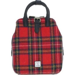 Leather X Harris Tweed Multi-Pocket Backpack Black/Red: TW-66-14-BR