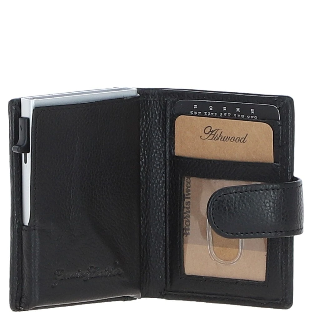 Leather X Harris Tweed RFID Secure Wallet Black/White: TW-16-012-BW - Image 2