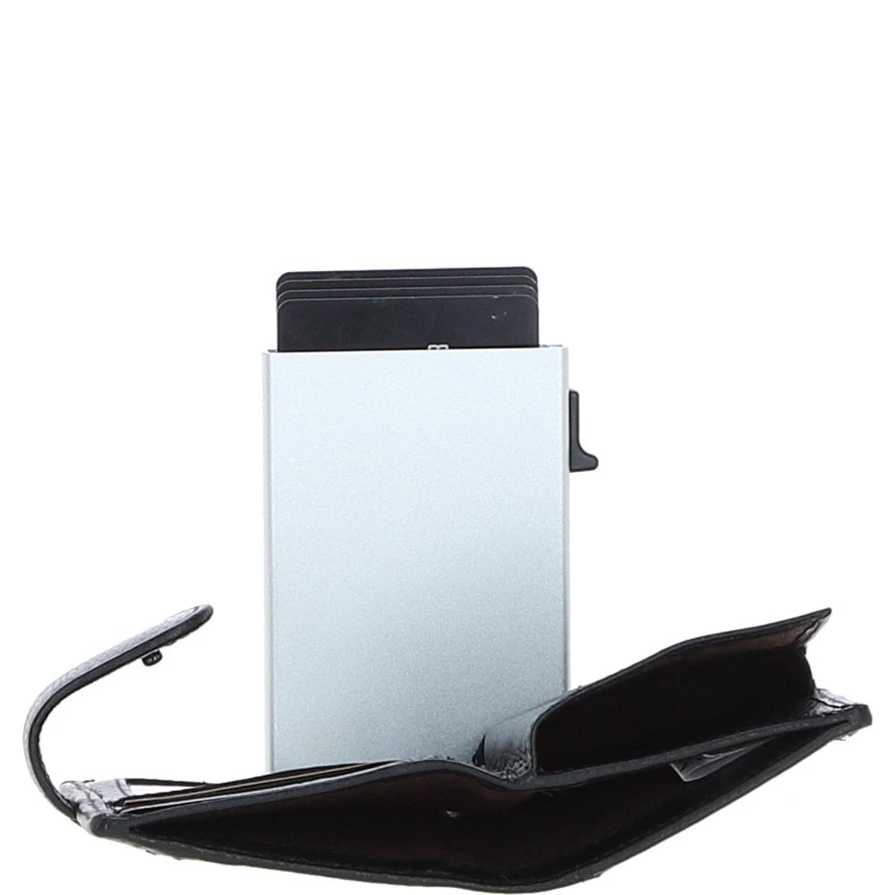 Leather X Harris Tweed RFID Secure Wallet Black/White: TW-16-012-BW - Image 4