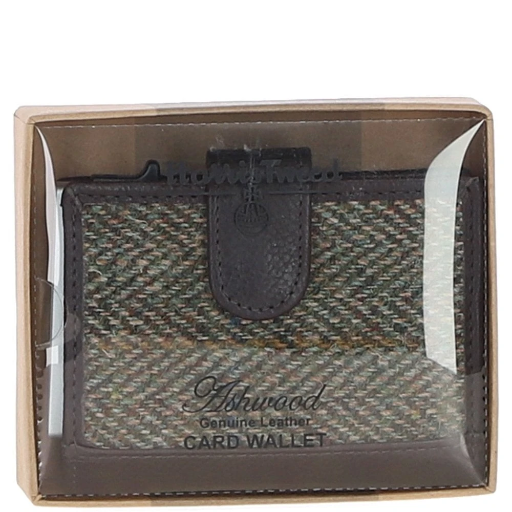 Leather X Harris Tweed RFID Secure Wallet Brown/Green: TW-16-09-BG - Image 5