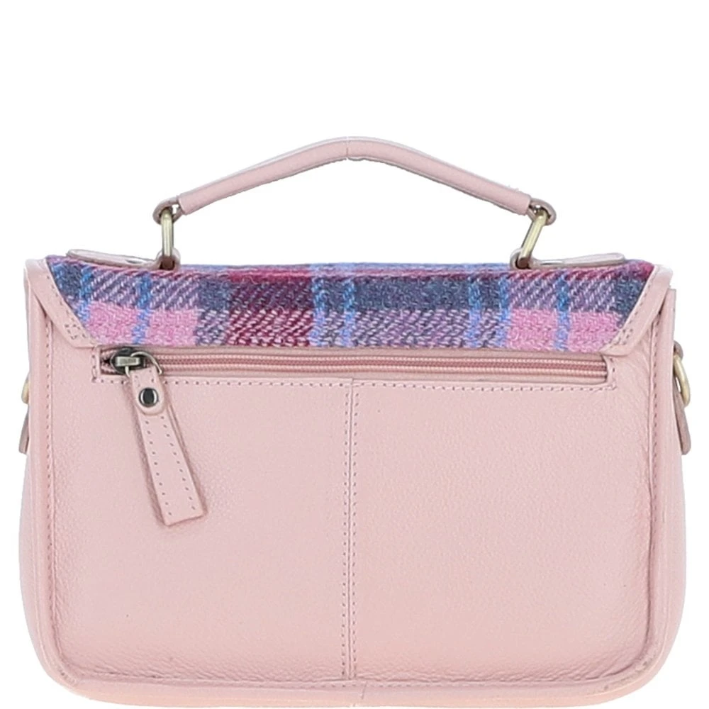 Leather X Harris Tweed Satchel Bag Baby-pink/Pink: TW-68-15-BP - Image 4