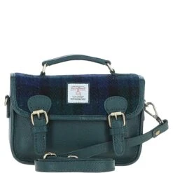 Leather X Harris Tweed Small Satchel Bag Green/Watch: TW-67-18-GW