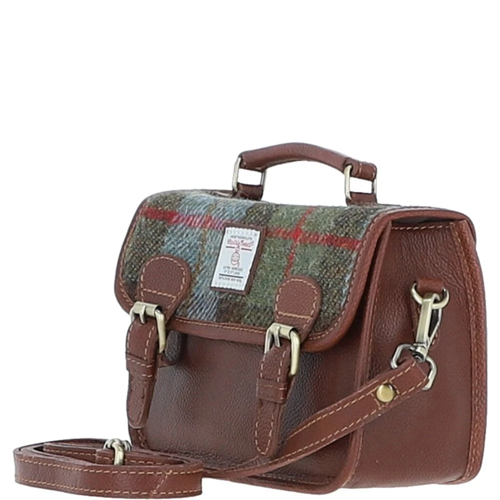 Leather X Harris Tweed Small Satchel Bag Tan/Mcload: TW-67-02-TM - Image 2