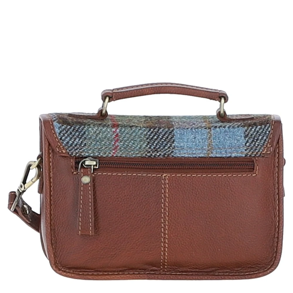 Leather X Harris Tweed Small Satchel Bag Tan/Mcload: TW-67-02-TM - Image 3