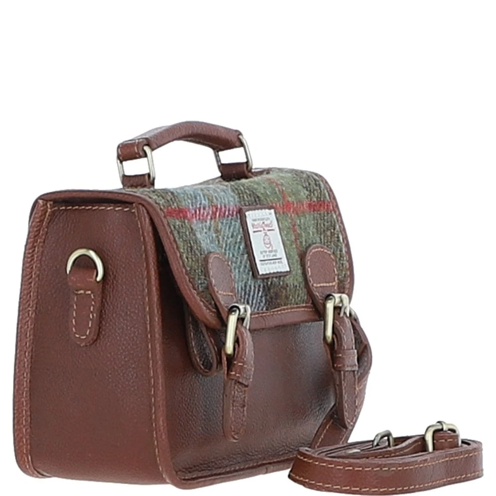 Leather X Harris Tweed Small Satchel Bag Tan/Mcload: TW-67-02-TM - Image 4
