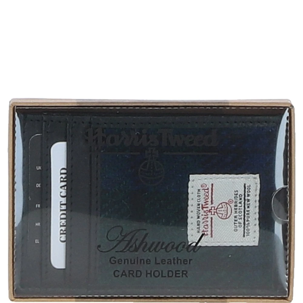 Leather X Harris Tweed Stylish Flat Card Holder Black/Watch: TW-52-03-BW - Image 3