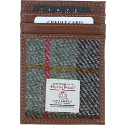 Leather X Harris Tweed Stylish Flat Card Holder Tan/Mcload: TW-52-02-TM